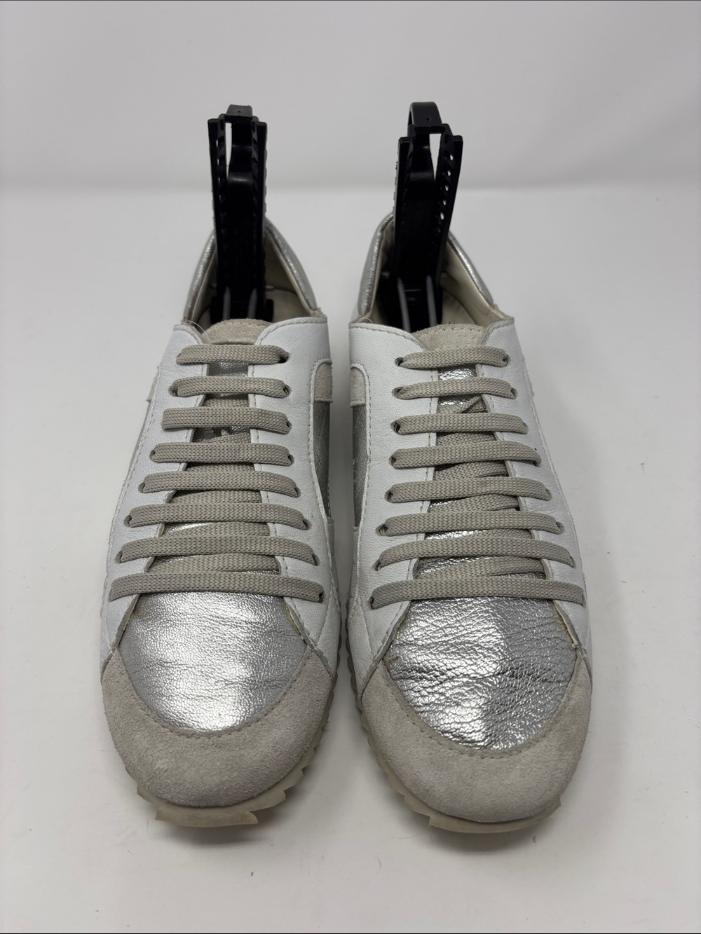Pedro Garcia Women's White and Silver Low-Top Sneakers